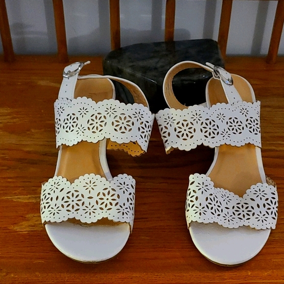 White "Eyelet" Double Strap Sandal - Picture 1 of 7